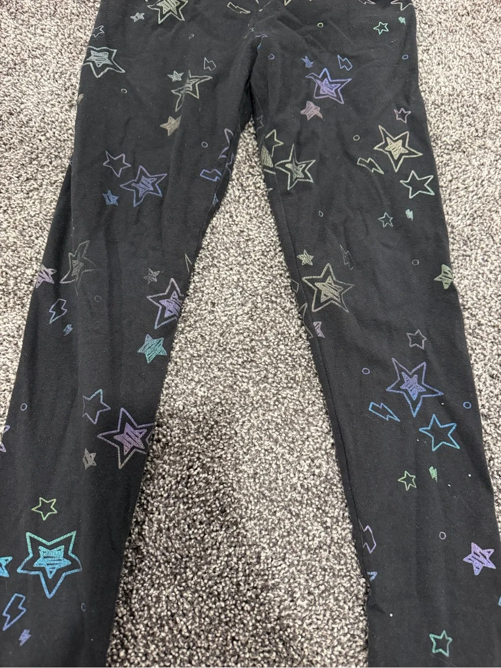 Size 8 Jumping Beans Tough Cotton Leggings Black with multi colored iridescent s